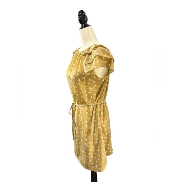 Blu Pepper, Chic Knee-Length Printed Dress, Medium, Tan, White - Picture 7 of 12